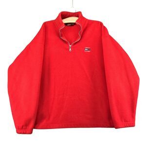Tommy Hilfiger Fleece Quarter Zip Pullover Sweater Men's XL Long Sleeve Red Flag